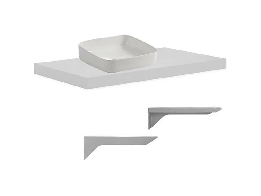 Mensolone da bagno bianco 100x47 con lavabo da appoggio bianco: minimalismo e funzionalità per un bagno moderno