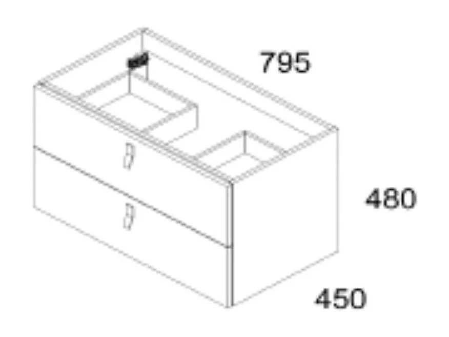 Mobile bagno sospeso colore nero 2 cassetti Invicta 80x45x48H