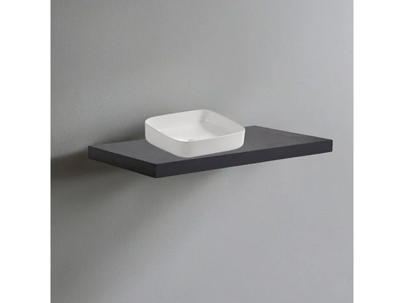 Mensolone da bagno antracite 100x47 con lavabo da appoggio bianco: minimalismo e funzionalità per un bagno moderno