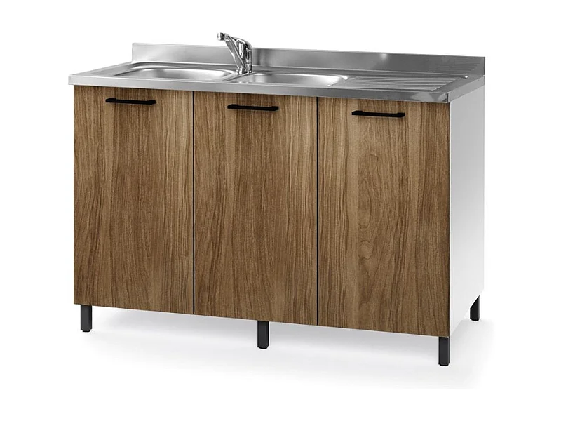 Sottolavello 3 ante 120 cm con lavello reversibile colore noce naturale