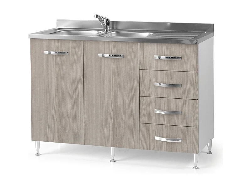 Sottolavello con cassetti 120 cm destro con lavello colore olmo