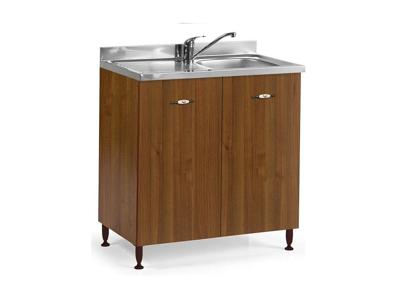 Sottolavello 2 ante 80 cm con lavello incluso colore noce antico