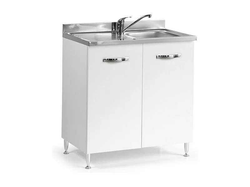 Sottolavello 2 ante 80 cm con lavello incluso colore bianco frassinato