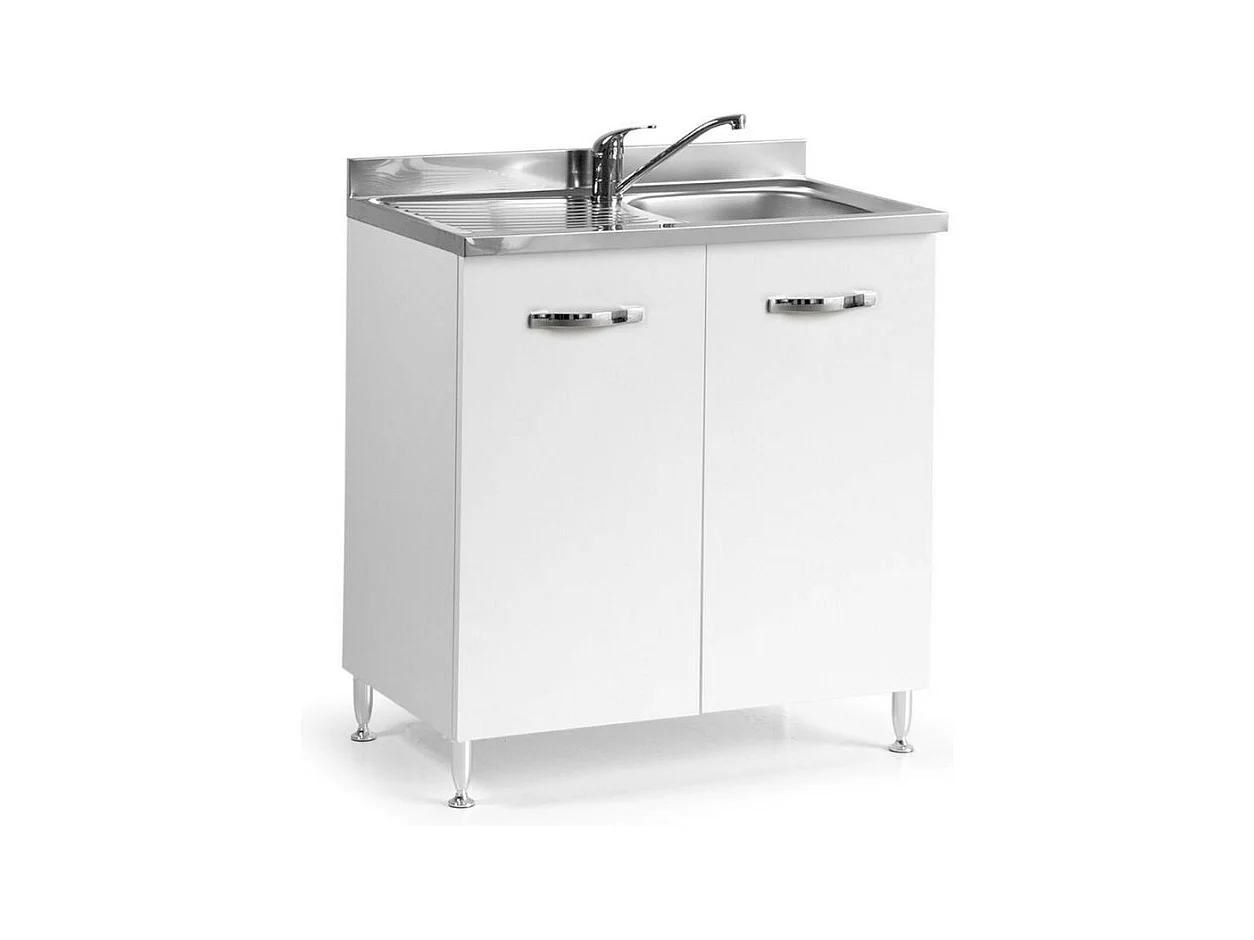 Sottolavello 2 ante 80 cm con lavello incluso colore bianco frassinato
