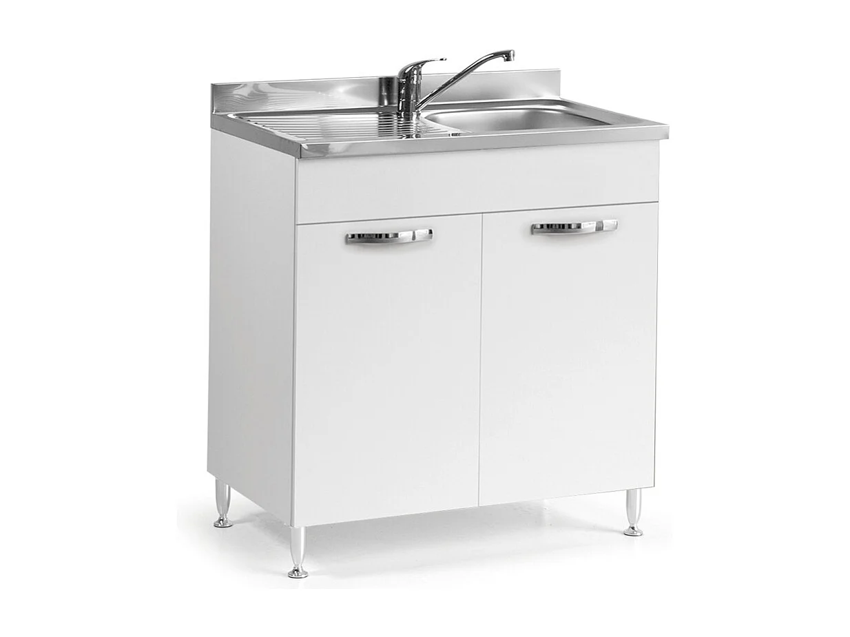 Sottolavello 2 ante 80 cm con lavello incluso colore bianco frassinato
