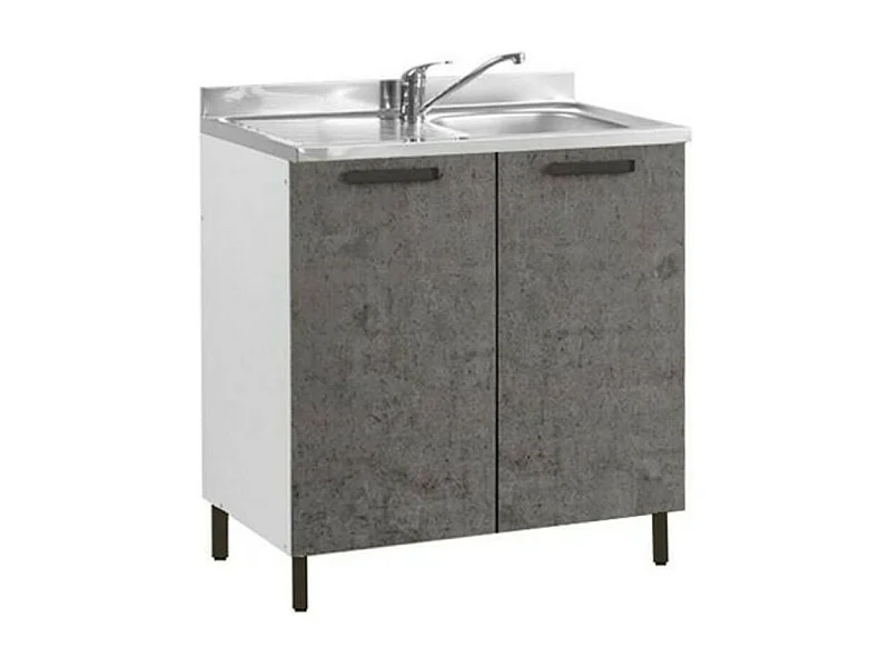Sottolavello 2 ante 80 cm con lavello incluso colore cemento