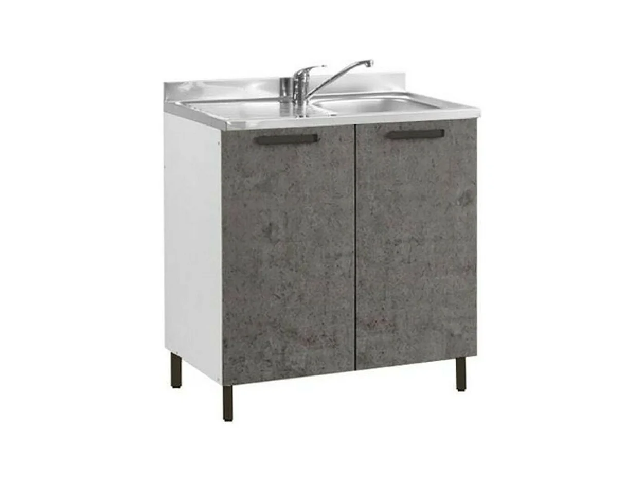 Sottolavello 2 ante 80 cm con lavello incluso colore cemento