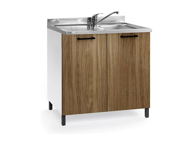 Sottolavello 2 ante 80x50x85H con lavello incluso colore noce naturale