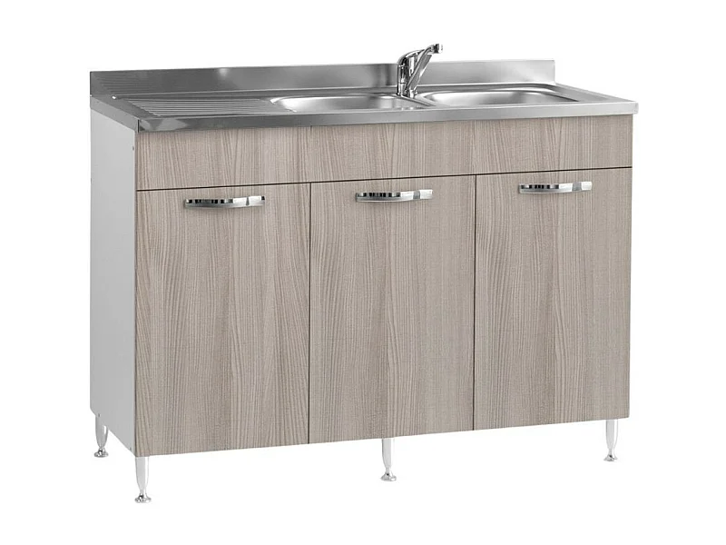 Sottolavello 3 ante 120 cm con lavello colore olmo