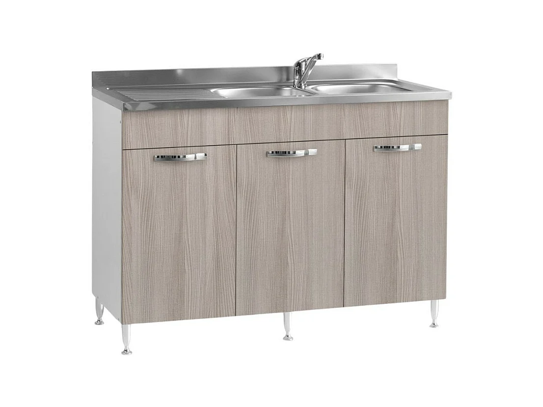 Sottolavello 3 ante 120 cm con lavello colore olmo