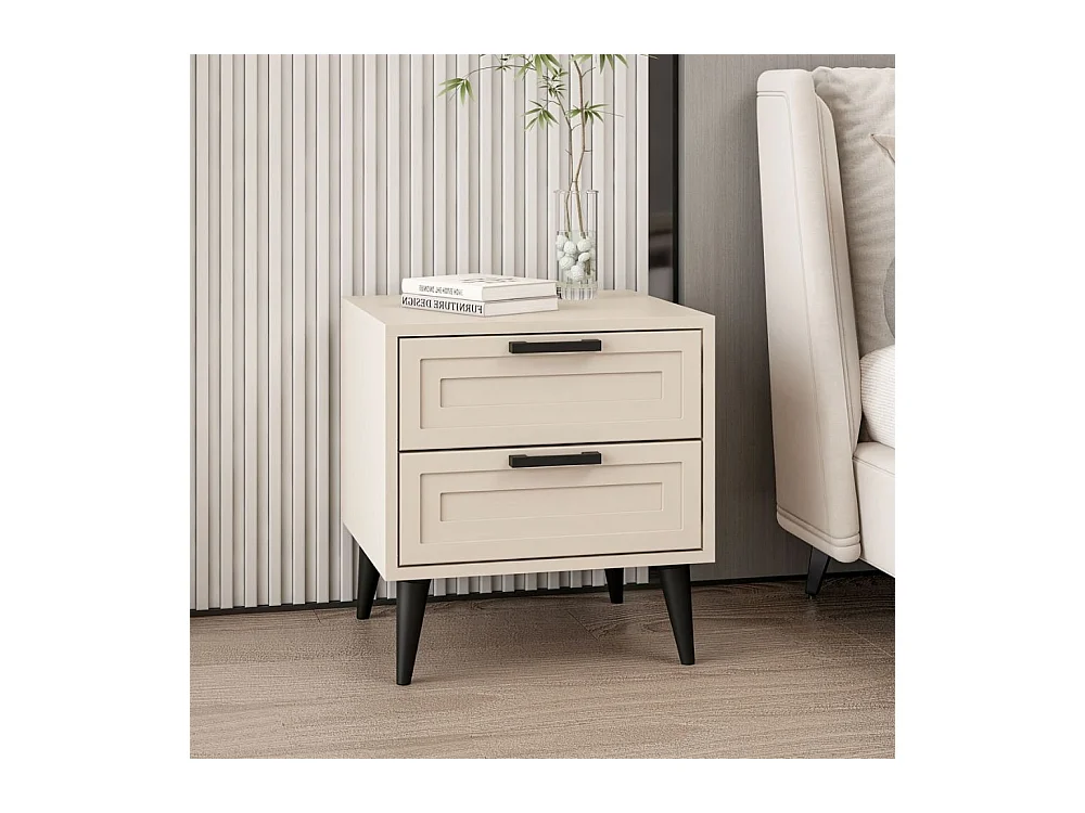 Comodino Prime 2 cassetti colore cashmere 50x45x52H – Eleganza e funzionalità