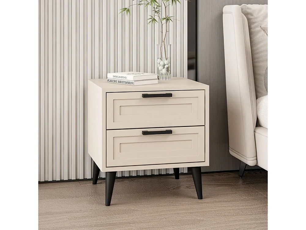 Comodino Prime 2 cassetti colore cashmere 50x45x52H – Eleganza e funzionalità