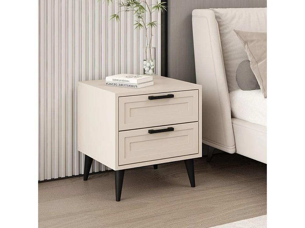 Comodino Prime 2 cassetti colore cashmere 50x45x52H – Eleganza e funzionalità