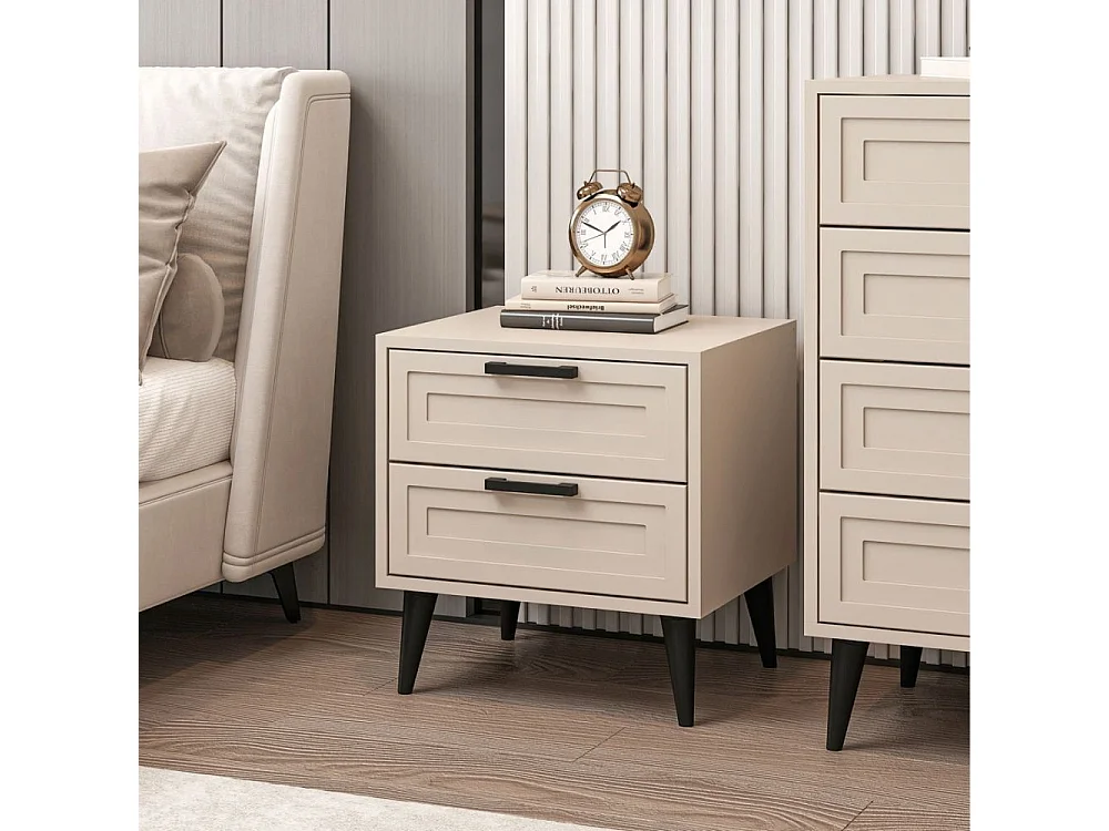 Comodino Prime 2 cassetti colore cashmere 50x45x52H – Eleganza e funzionalità