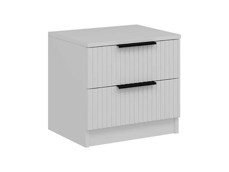 Comodino Kale bianco effetto cannettato due cassetti 50x40x47H