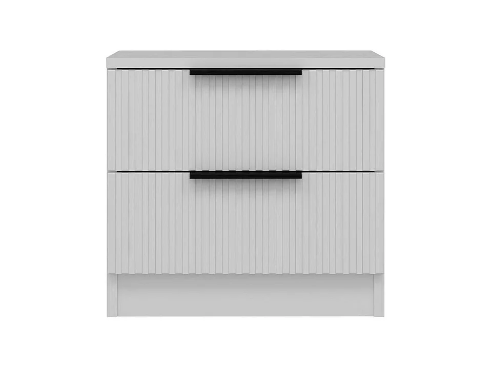 Comodino Kale bianco effetto cannettato due cassetti 50x40x47H