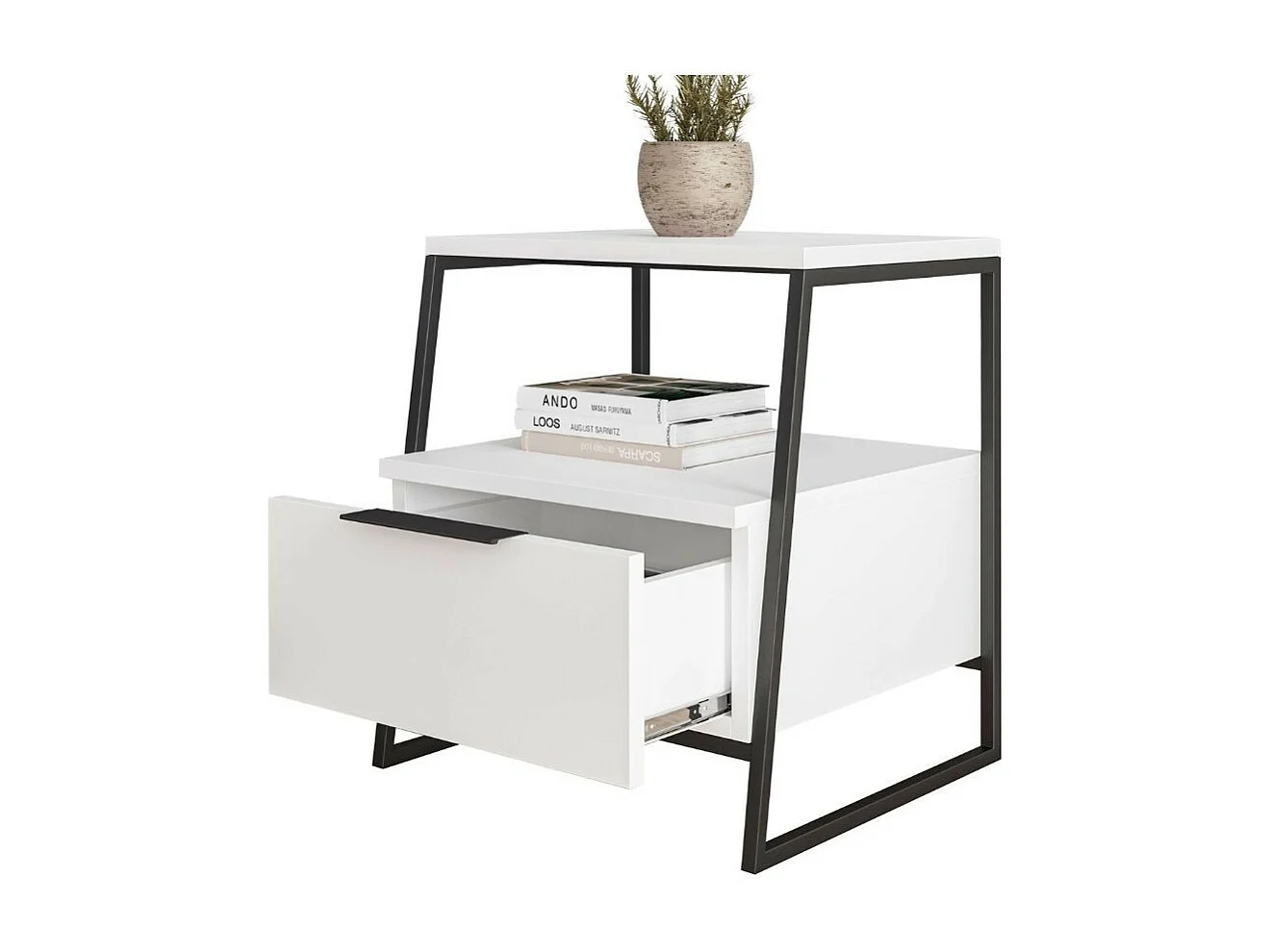 Comodino bianco Pal 45x41x50 cm – Stile Moderno e Funzionalità in un Design Raffinato