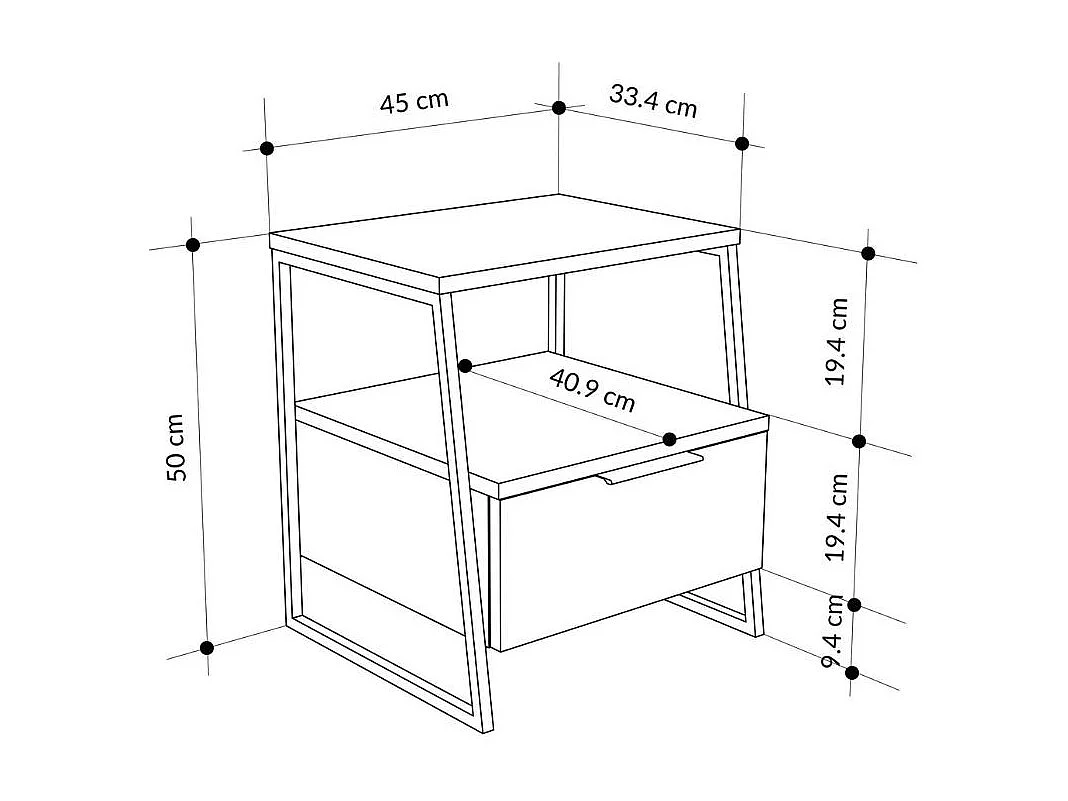 Comodino bianco Pal 45x41x50 cm – Stile Moderno e Funzionalità in un Design Raffinato