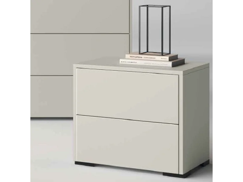 Comodino 2 cassetti bianco nuvola opaco Vip 51x42x44H