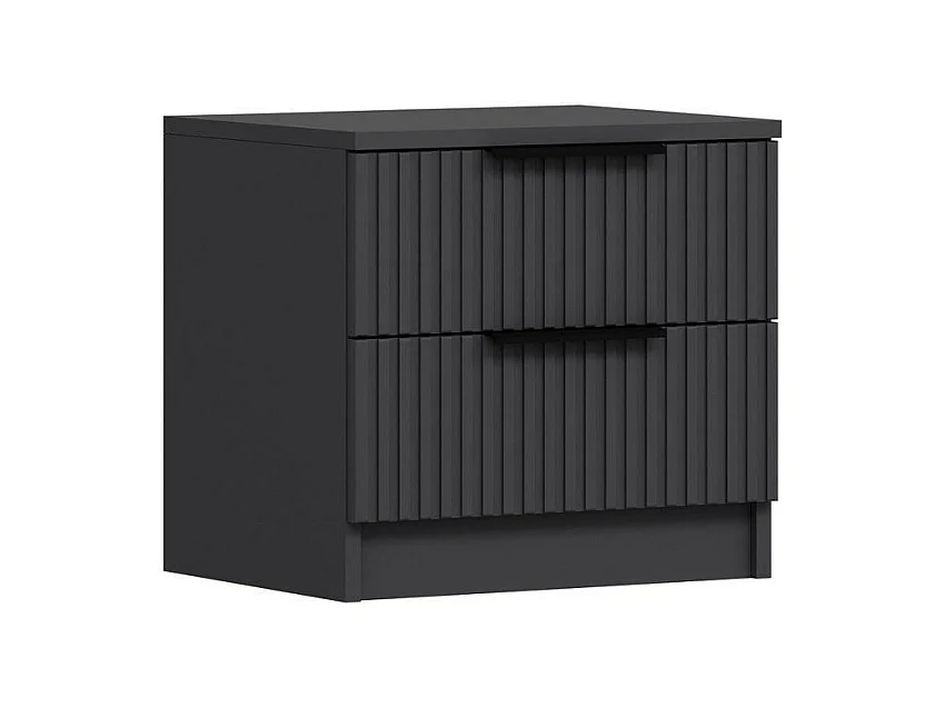 Comodino Kale antracite effetto cannettato due cassetti 50x40x47H