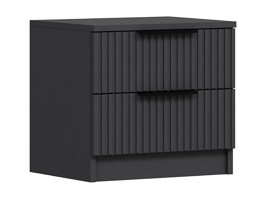 Comodino Kale antracite effetto cannettato due cassetti 50x40x47H