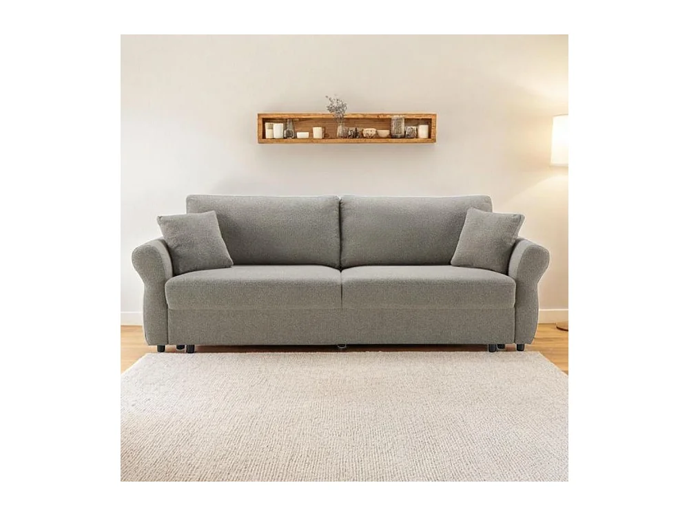 Divano Letto con topper Loki colore tortora 245x105x92H