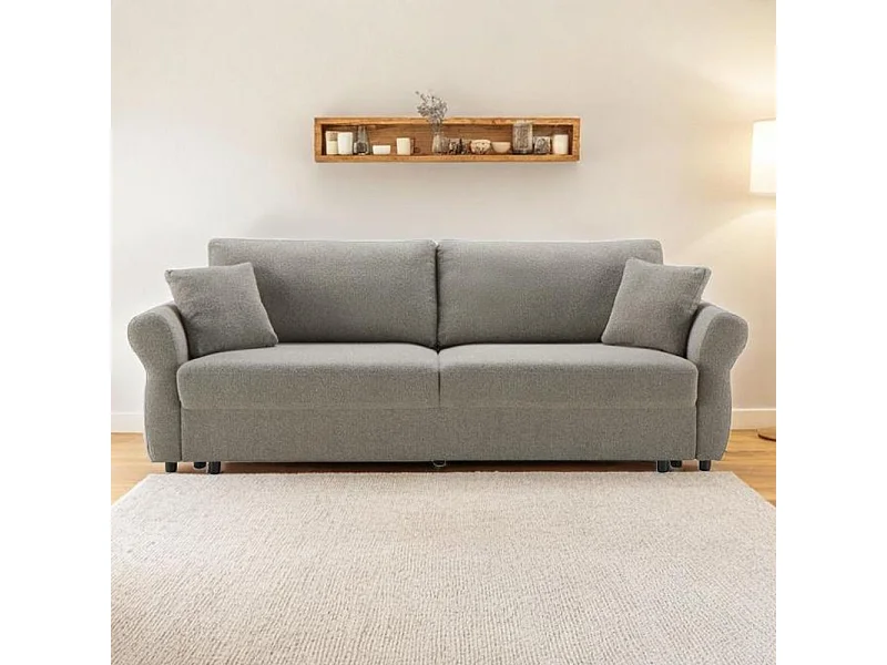 Divano Letto con topper Loki colore tortora 245x105x92H