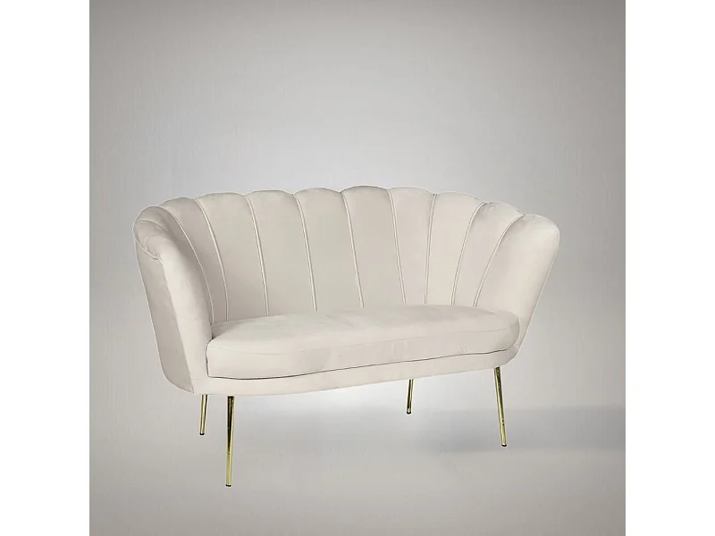 Divano a conchiglia due posti Orel tessuto sabbia 135x76.5x75h