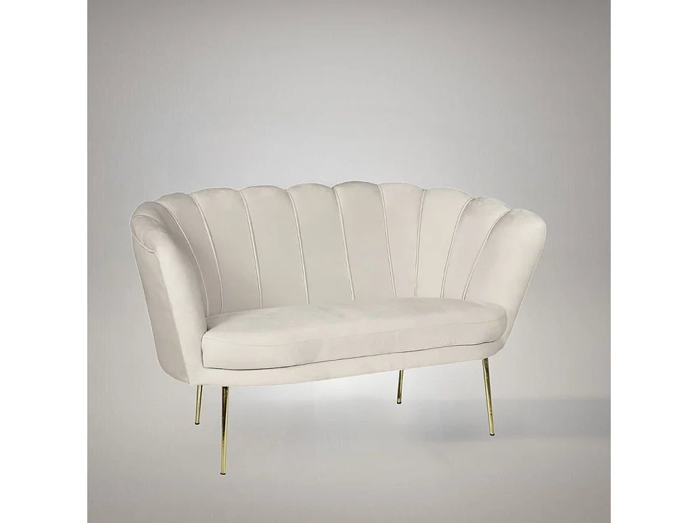 Divano a conchiglia due posti Orel tessuto sabbia 135x76.5x75h