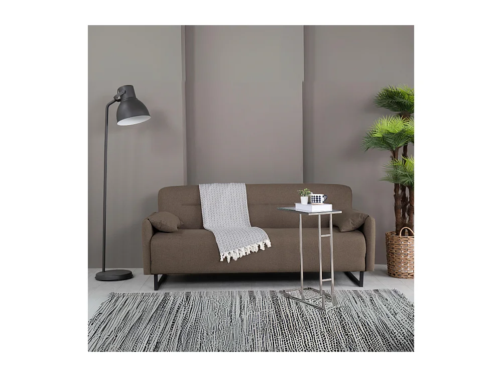 Divano funzione letto Odin 3 posti in tessuto beige 199x85x85H