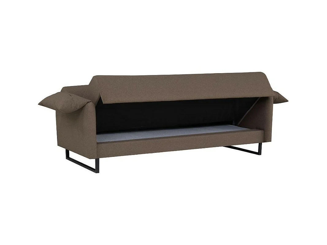 Divano funzione letto Odin 3 posti in tessuto beige 199x85x85H