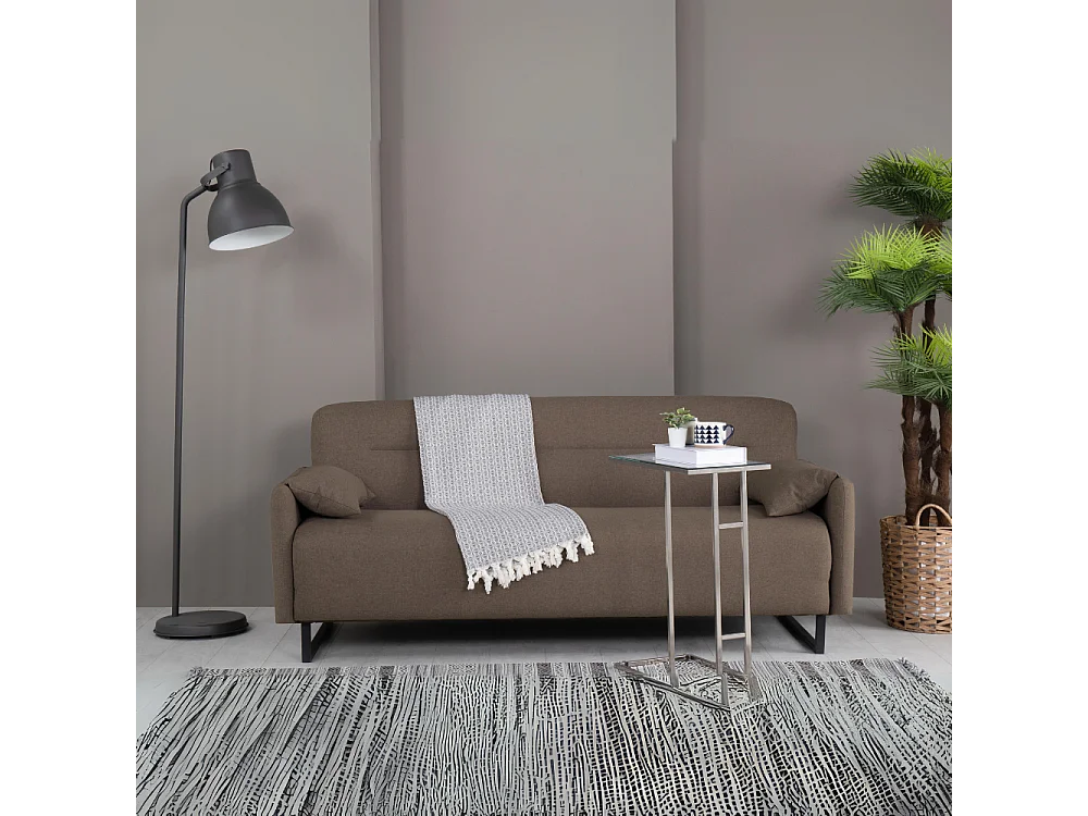 Divano funzione letto Odin 3 posti in tessuto beige 199x85x85H