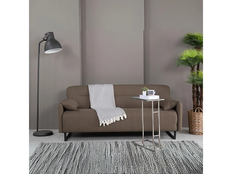 Divano funzione letto Odin 3 posti in tessuto beige 199x85x85H
