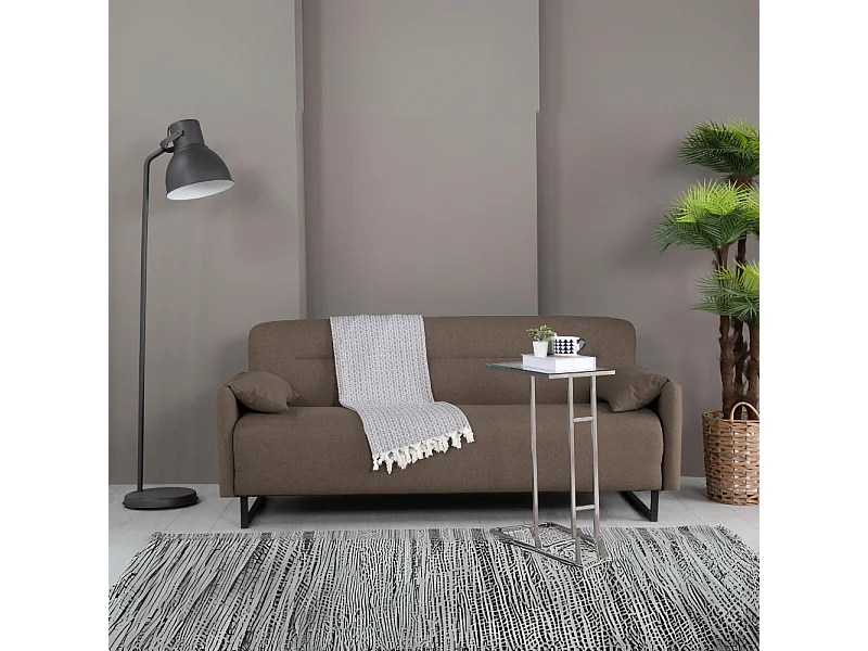 Divano funzione letto Odin 3 posti in tessuto beige 199x85x85H
