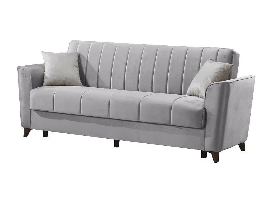 Divano letto Duca 3 posti grigio con contenitore e funzione letto 223x86x89H