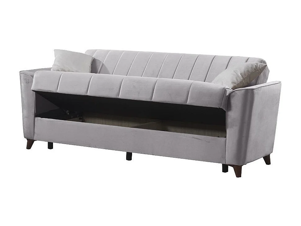 Divano letto Duca 3 posti grigio con contenitore e funzione letto 223x86x89H