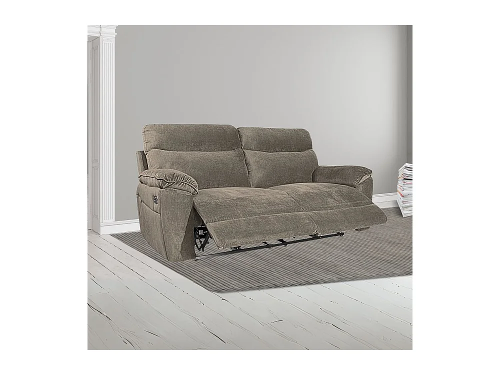 Divano 3 posti recliner manuale tessuto barrel21 tortora Boston 200x100x102H