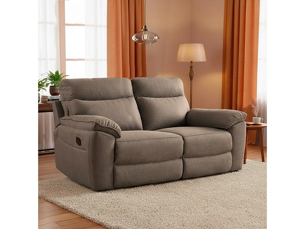 Divano 3 posti recliner manuale tessuto barrel21 tortora Boston 200x100x102H