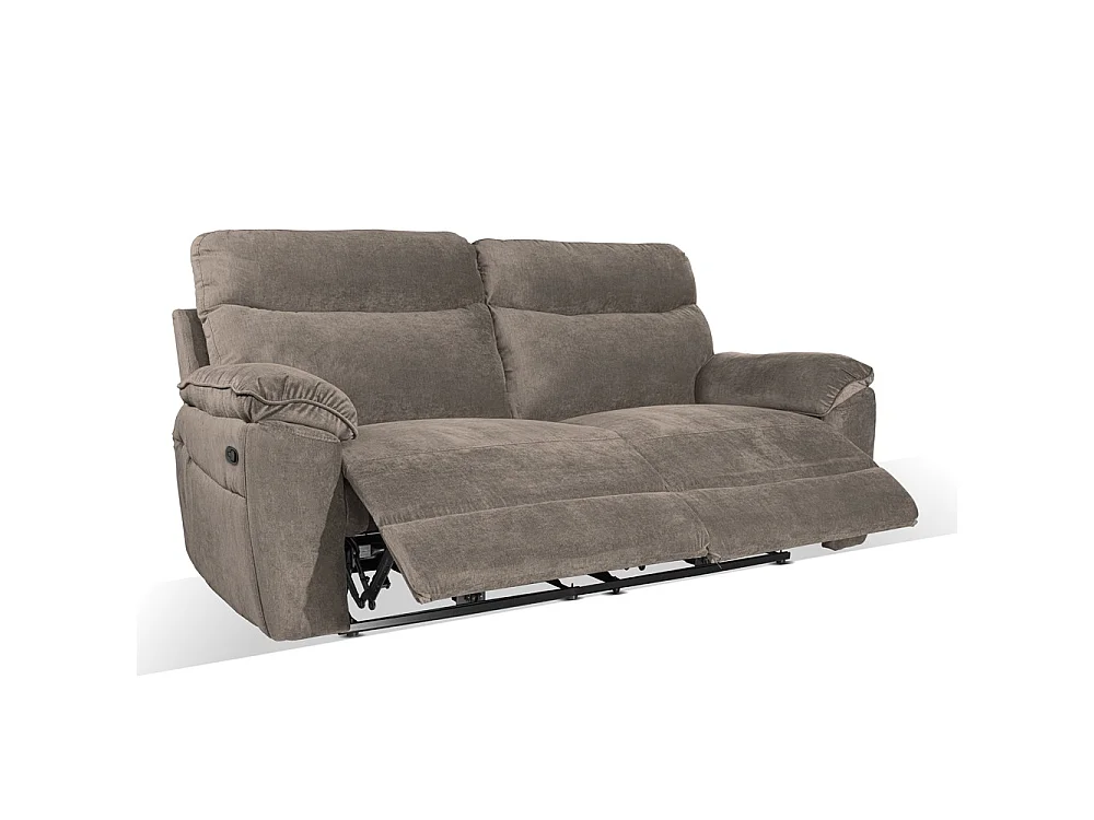 Divano 3 posti recliner manuale tessuto barrel21 tortora Boston 200x100x102H
