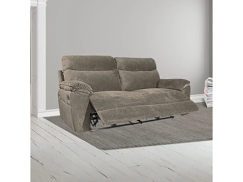 Divano 3 posti recliner manuale tessuto barrel21 tortora Boston 200x100x102H