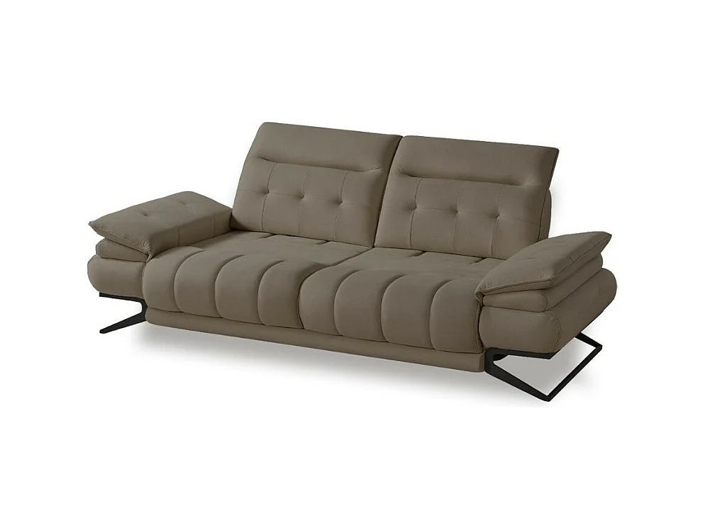 Divano 3 posti schienali basculanti e poggiatesta reclinabili colore tortora Marzia 248x103x95H