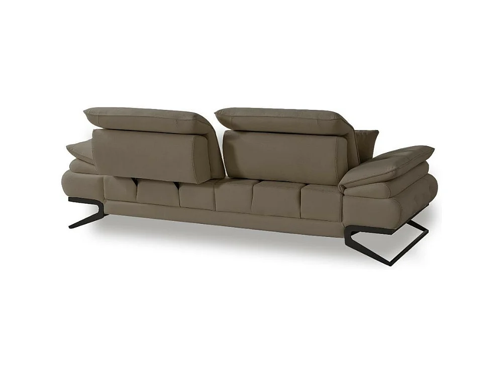 Divano 3 posti schienali basculanti e poggiatesta reclinabili colore tortora Marzia 248x103x95H