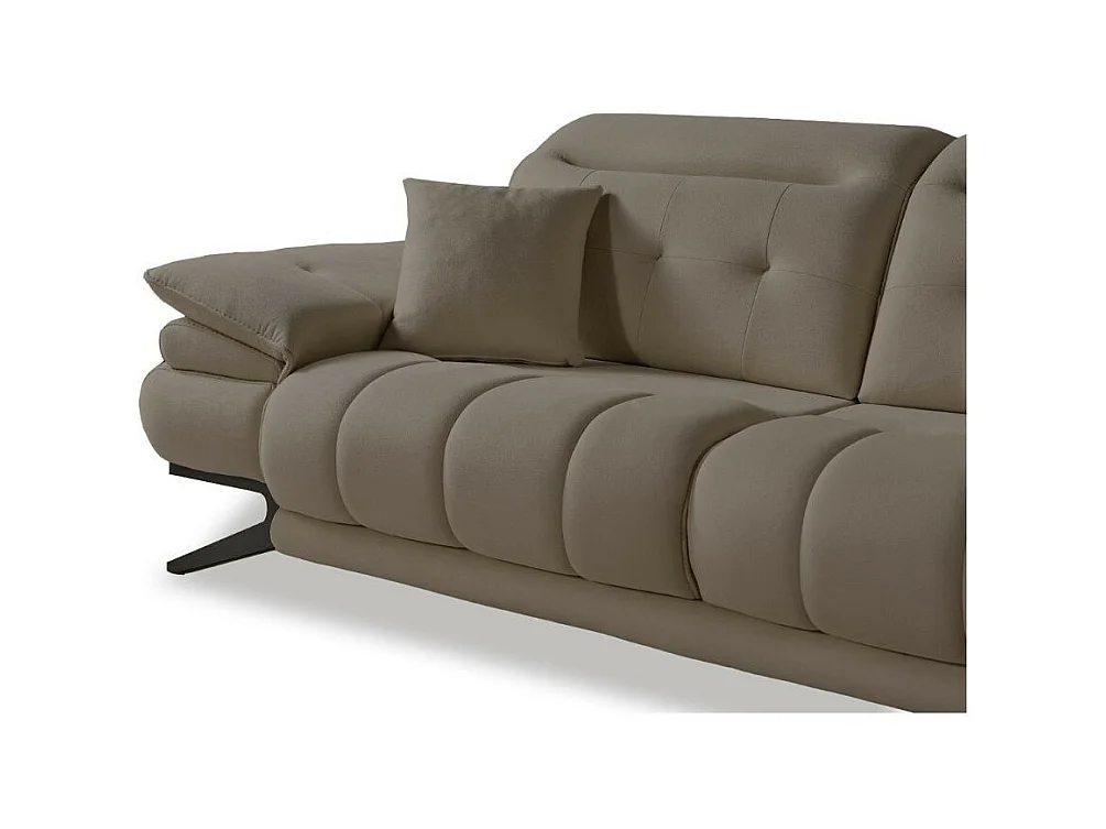 Divano 3 posti schienali basculanti e poggiatesta reclinabili colore tortora Marzia 248x103x95H