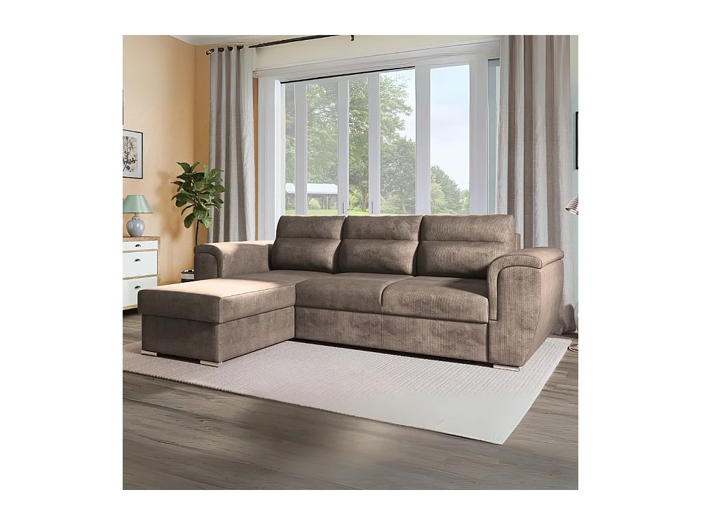 Divano Kendall2 penisola reversibile letto estraibile colore cappuccino 273x177x95H