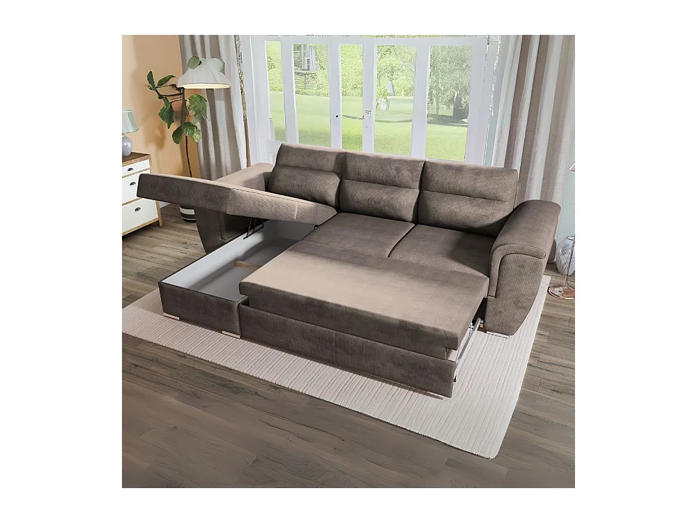 Divano Kendall2 penisola reversibile letto estraibile colore cappuccino 273x177x95H