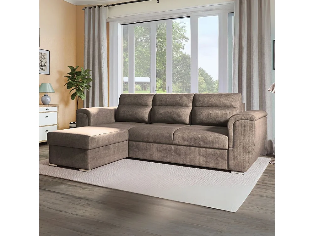 Divano Kendall2 penisola reversibile letto estraibile colore cappuccino 273x177x95H