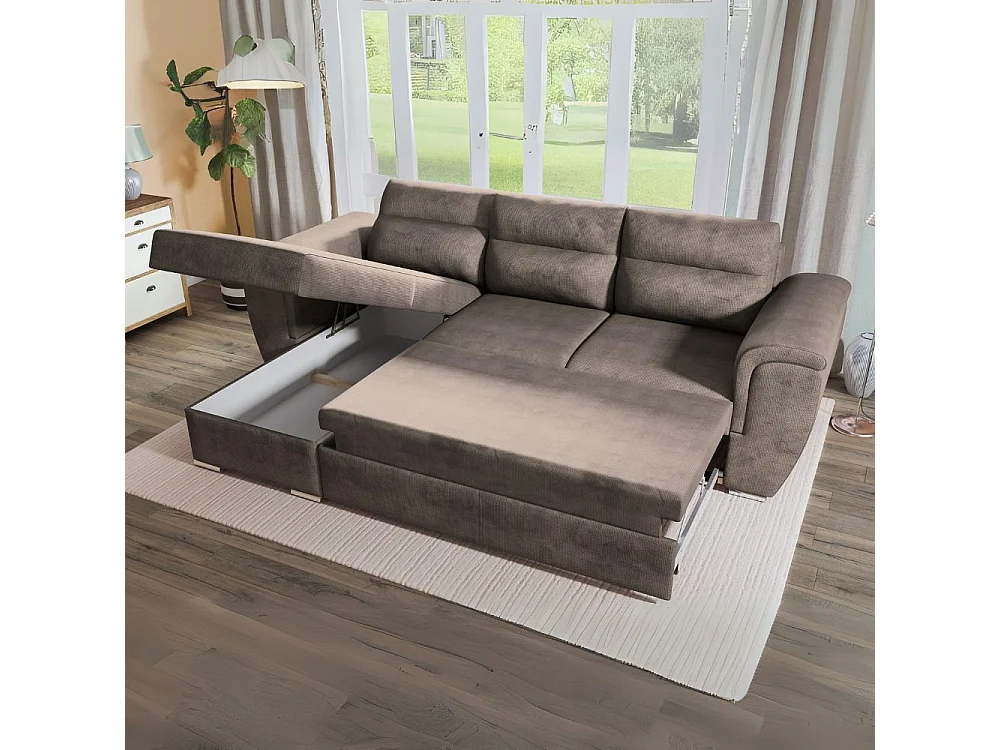 Divano Kendall2 penisola reversibile letto estraibile colore cappuccino 273x177x95H