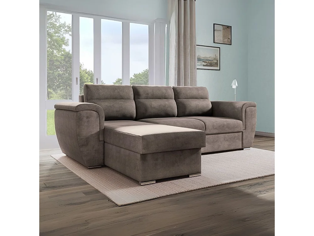 Divano Kendall2 penisola reversibile letto estraibile colore cappuccino 273x177x95H