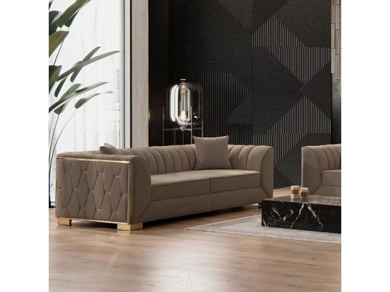 Divano 2 posti in velluto marrone Vera Babyface06 170x95x80H