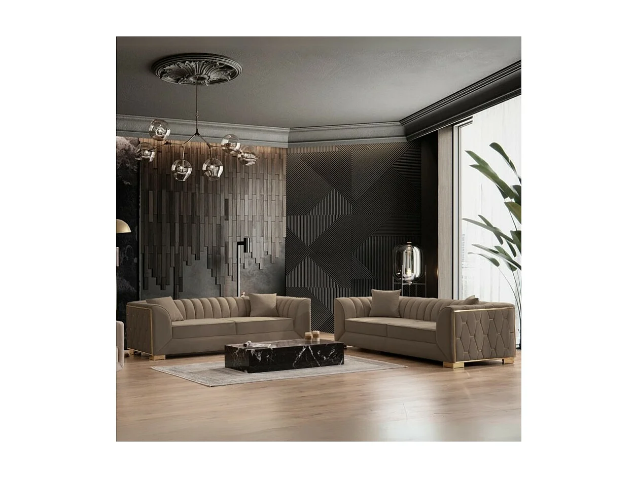 Divano 2 posti in velluto marrone Vera Babyface06 170x95x80H